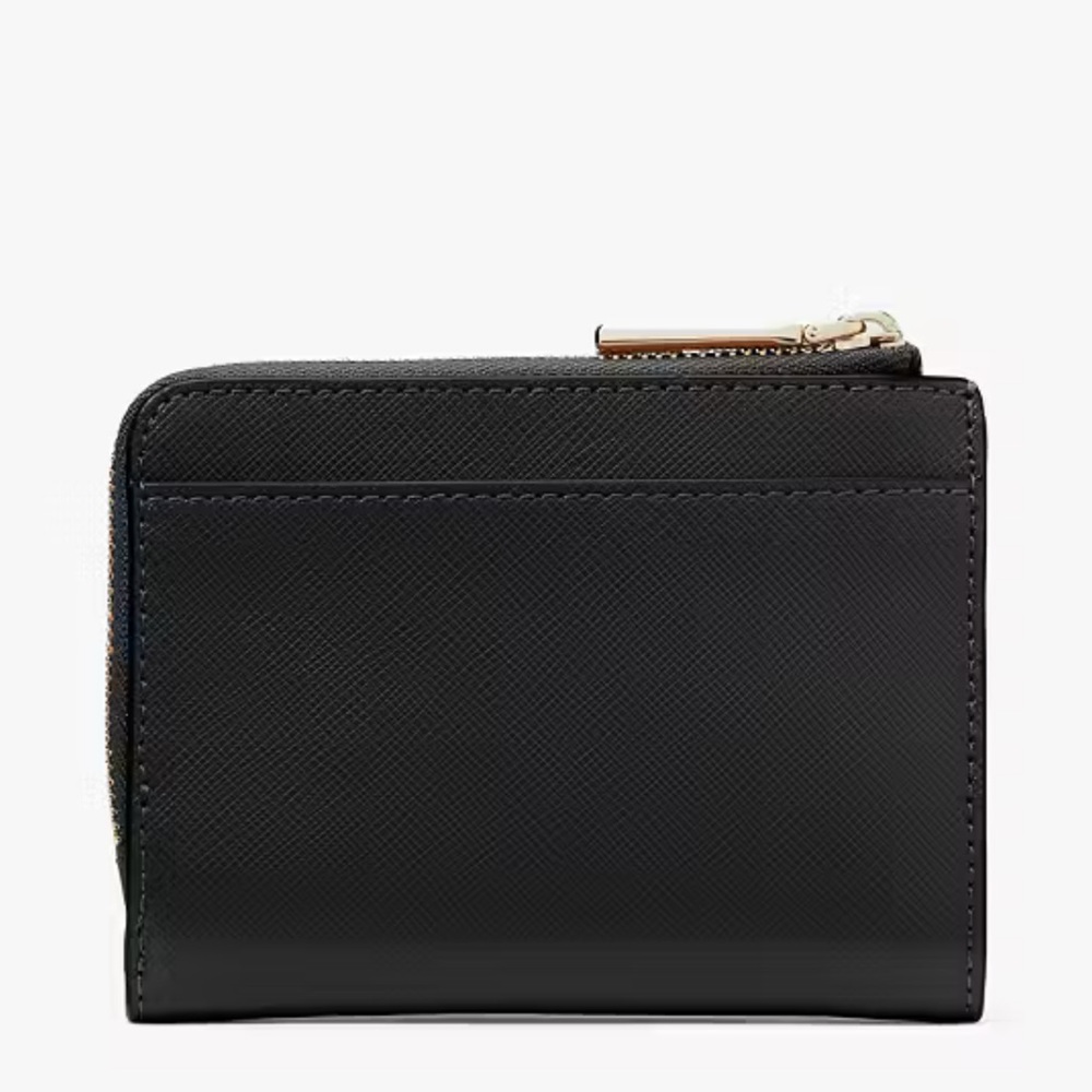 NWT Kate spade Madison Small L-Zip Wallet black and gold leather - Picture 8 of 14